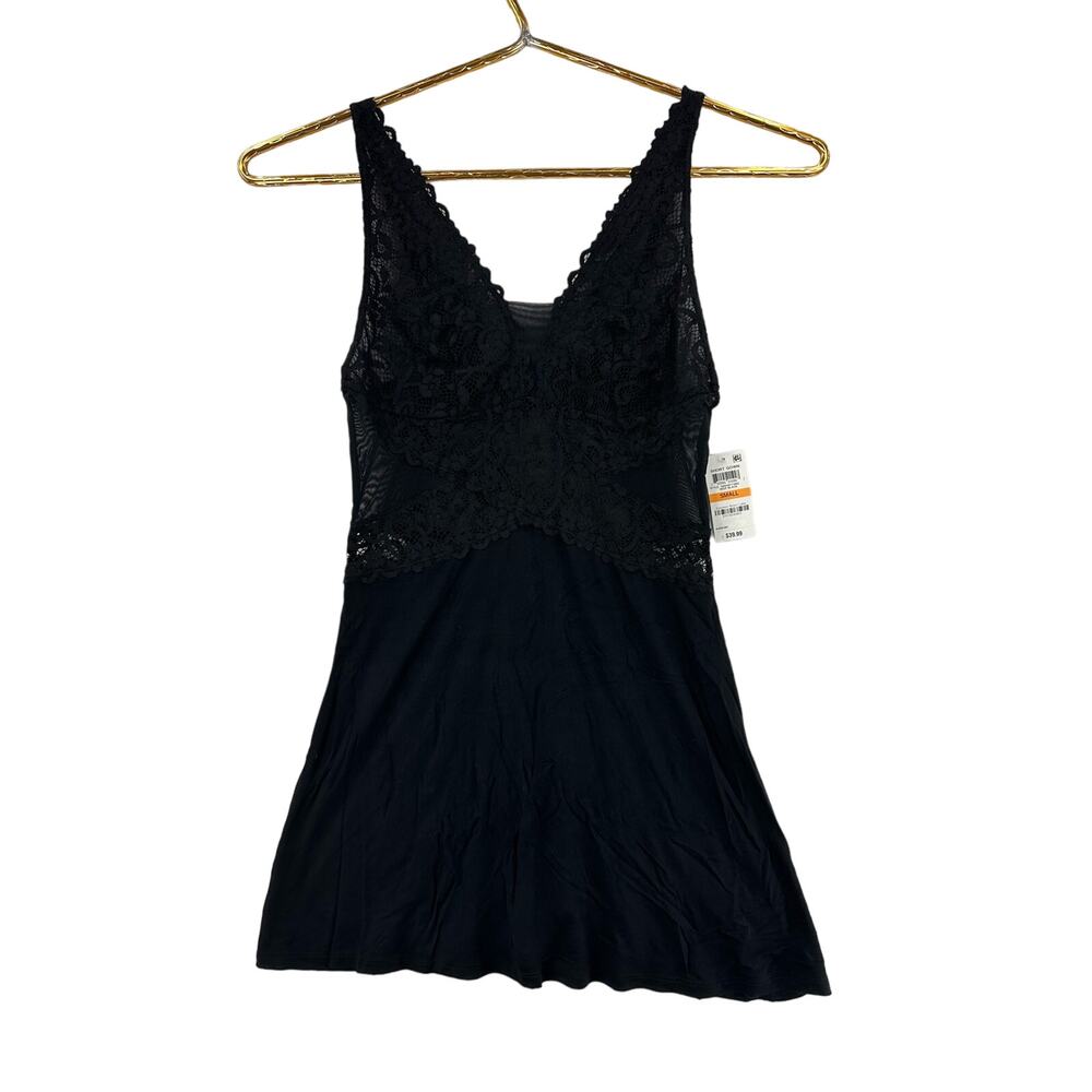 INC International Concepts Ultra‎ Soft Lace Knit Chemise Nightgown Black Small